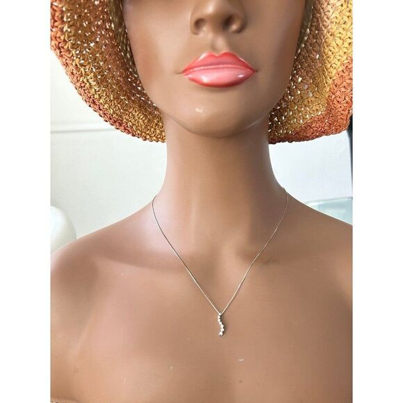 10K White Gold Diamond Journey Necklace - Picture 8 of 8